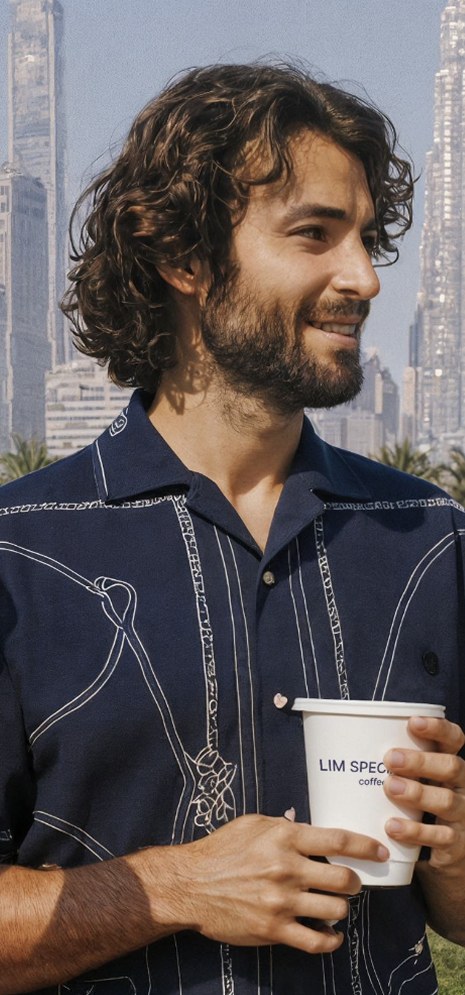 Person holding a LIM Specialty coffee cup